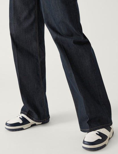 Yüksek Bel Wide Leg Jean Pantolon