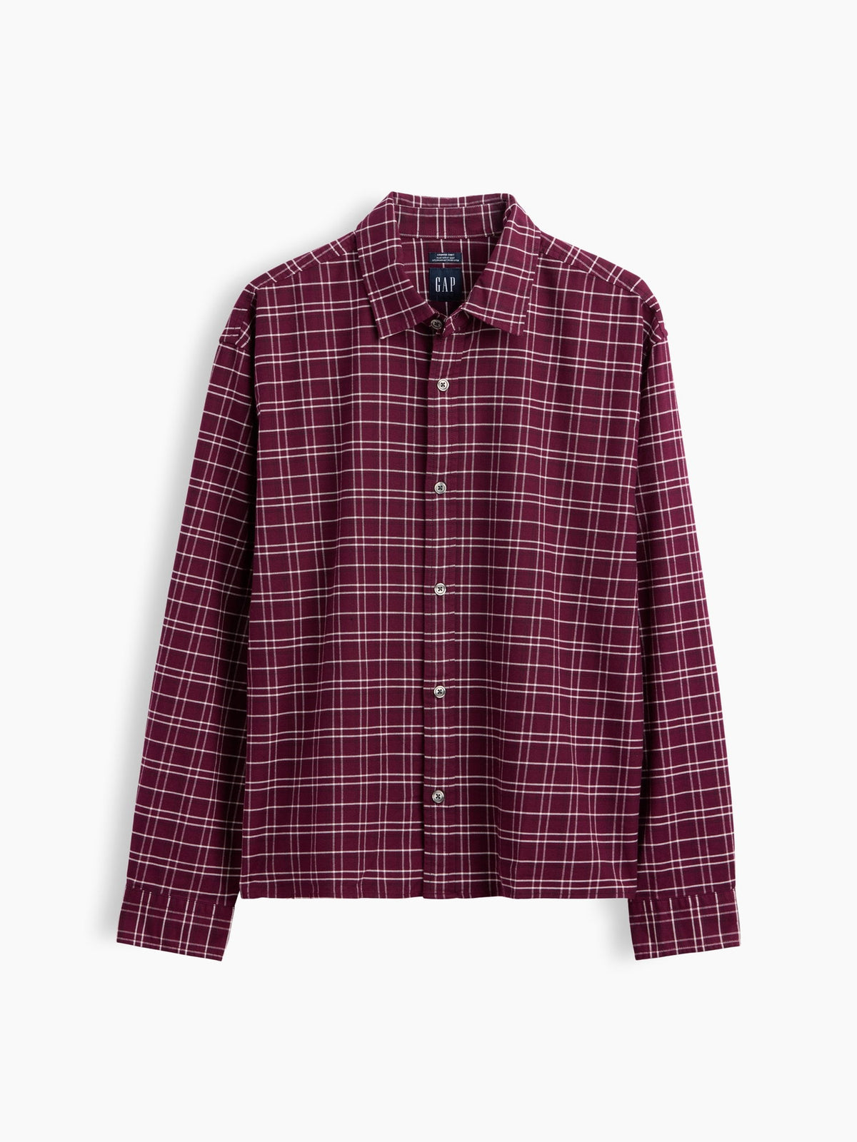 Bordo Relaxed Crop Straight-hem Oxford Gömlek