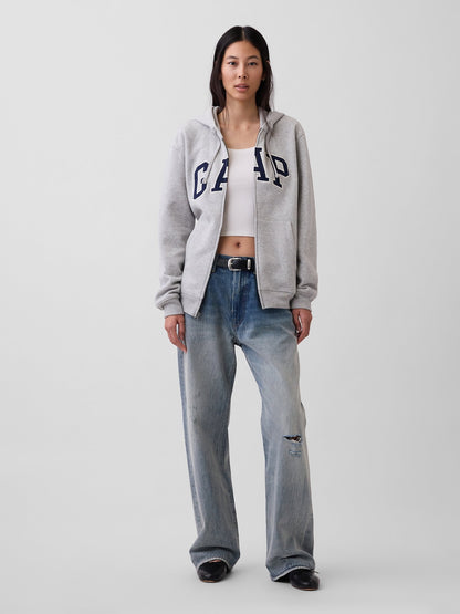 Açık Gri Vintagesoft Arch Logo Tam Fermuarlı Sweatshirt