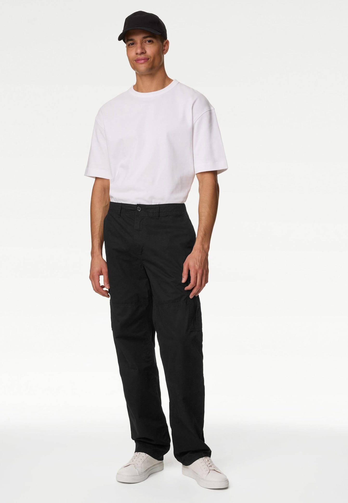 Saf Pamuklu Loose Fit Kargo Pantolon