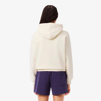 Lacoste Kadın Relaxed Fit Kapüşonlu Baskılı Krem Sweatshirt