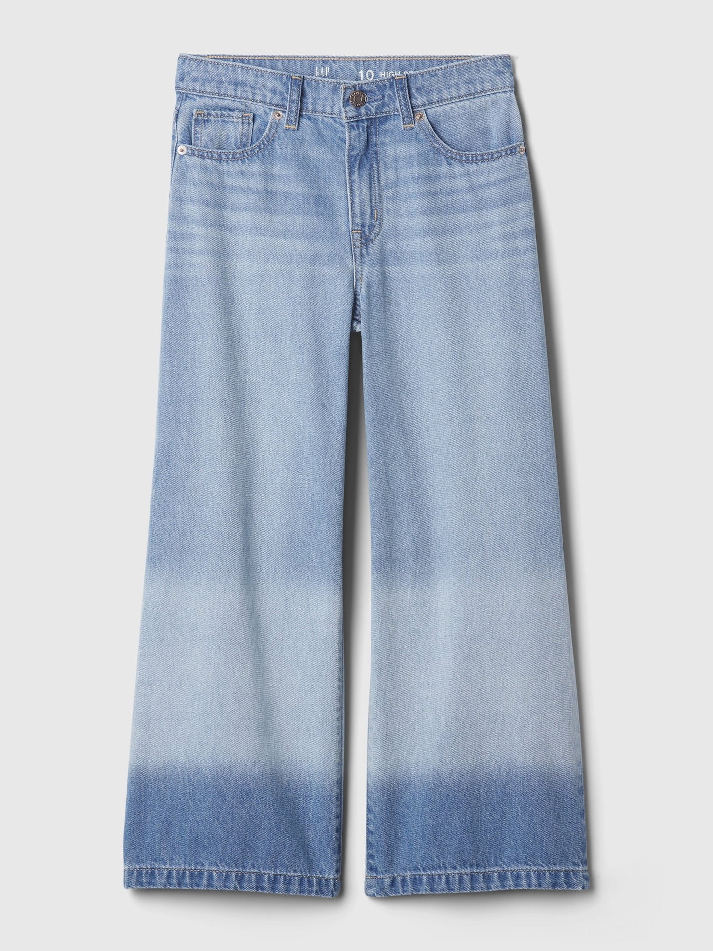 Açık Mavi High Rise Stride Wide-leg Ankle Jean Pantolon