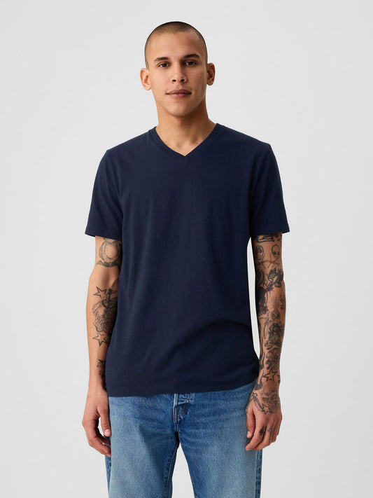 Lacivert Jarse V-Yaka tshirt