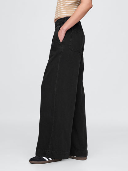 Siyah Mid Rise Ultrasoft Easy Baggy Jean Pantolon
