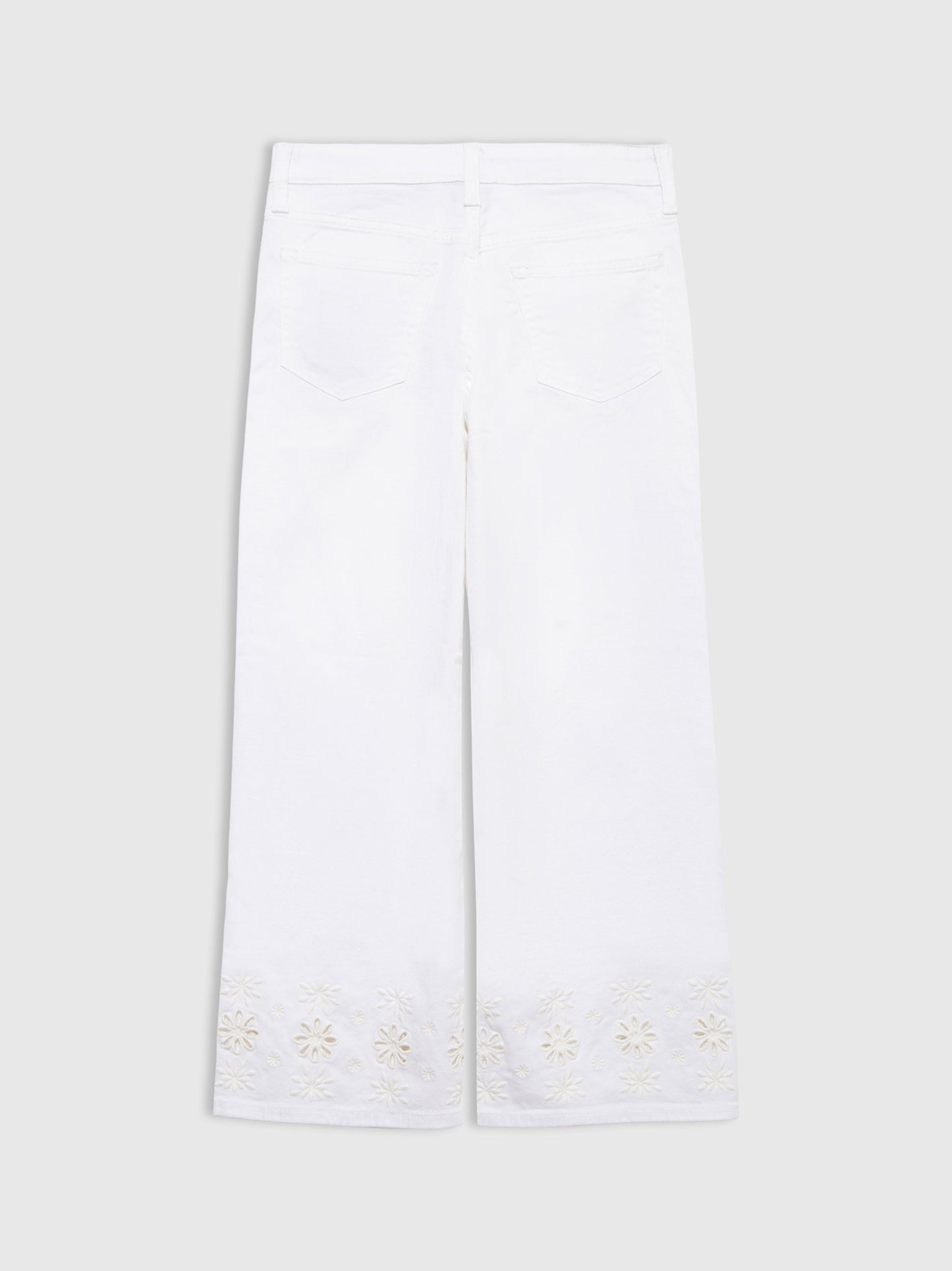 Beyaz Wide-leg Dantel Işlemeli Pantolon