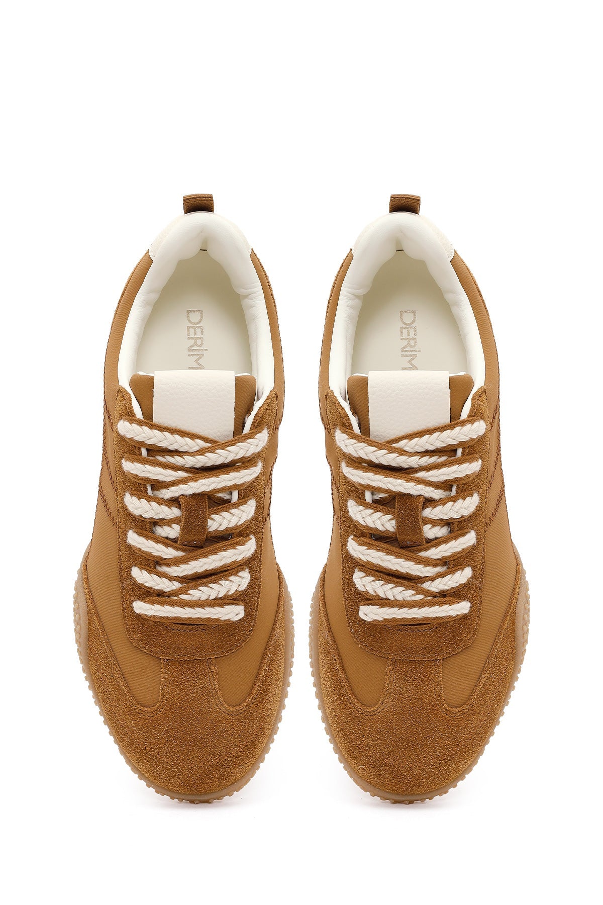 Kadın Taba Bağcıklı Deri Sneaker