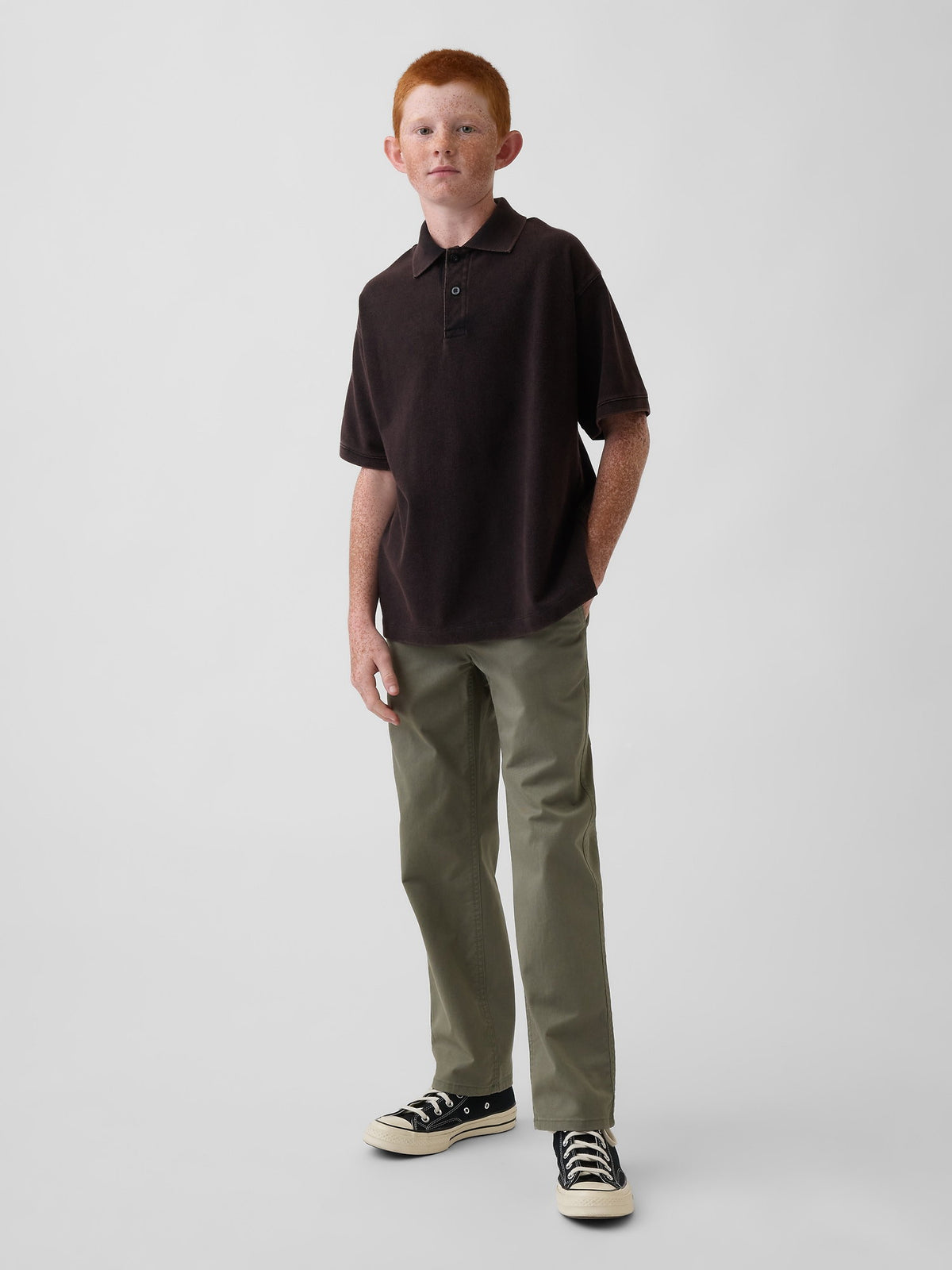 Yeşil Modern Relaxed Straight Khaki Pantolon