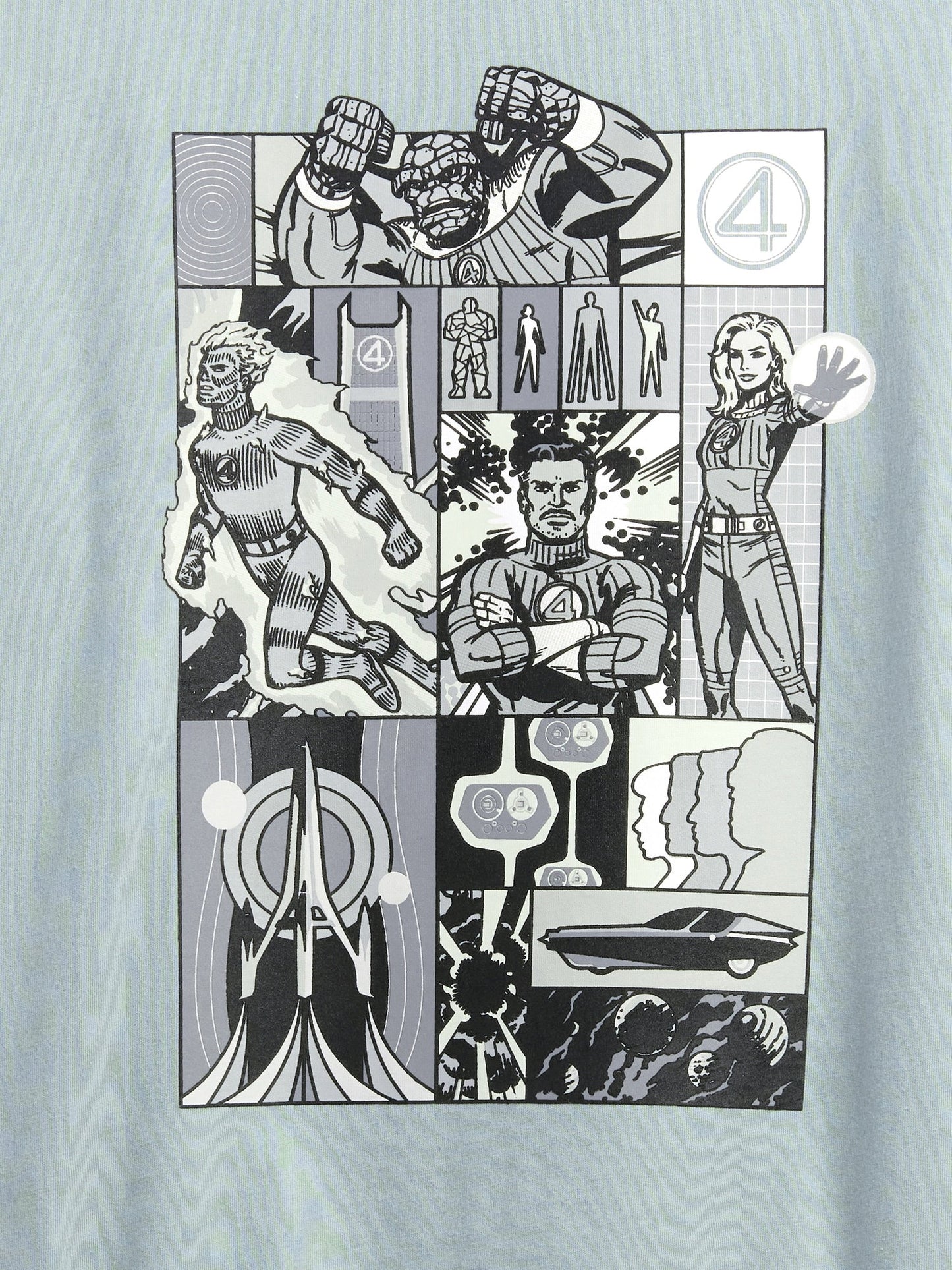 Buz Mavisi Marvel Fantastic Four Grafik Baskılı T-shirt