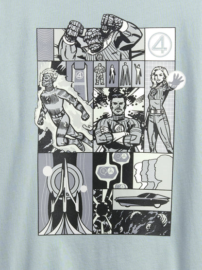 Buz Mavisi Marvel Fantastic Four Grafik Baskılı T-shirt