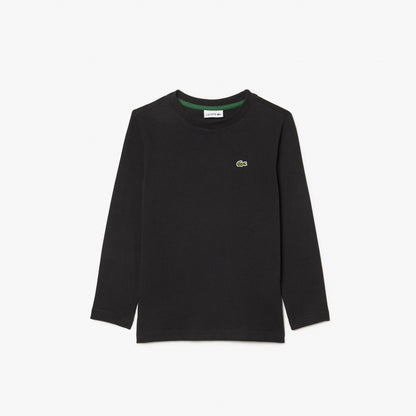 Lacoste Çocuk Uzun Kollu Bisiklet Yaka Siyah T-shirt