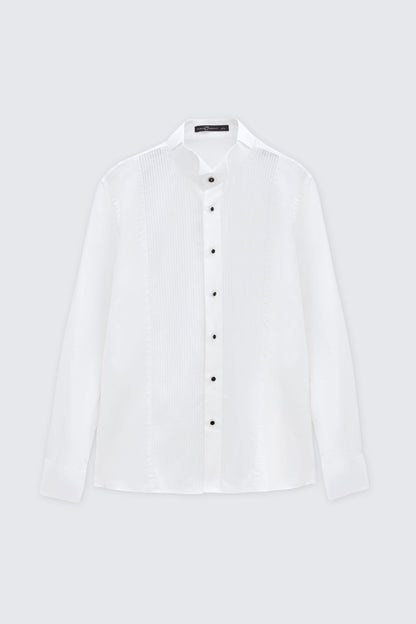 Damat Slim Fit Beyaz Jakar Desenli Smokin Gömlek