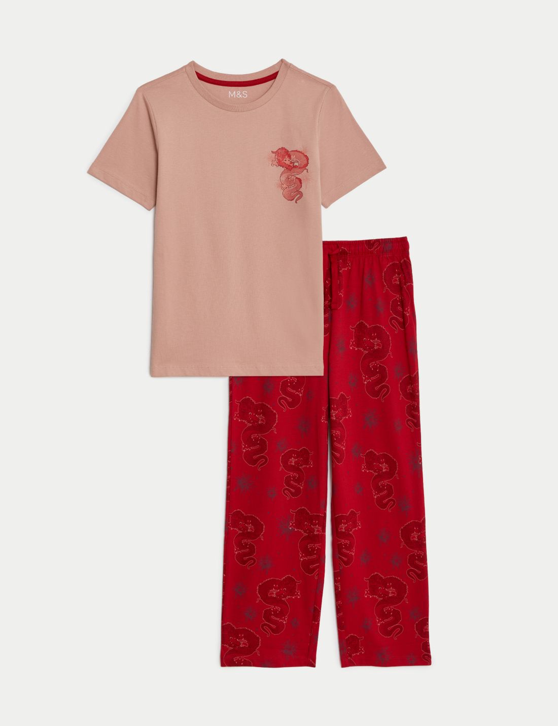 Saf Pamuklu Kısa Kollu Desenli Pijama Takımı (1-16 Yaş)