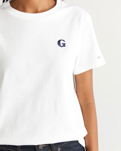 Gant Kadın Beyaz Regular Fit Bisiklet Yaka T-shirt