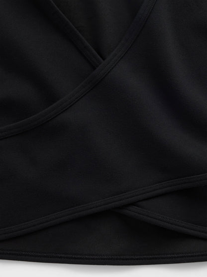 Siyah Gapfit Düz Reversible Wrap Crop Üst