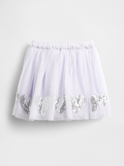 Lila Tulle & Sequin Heart Etek