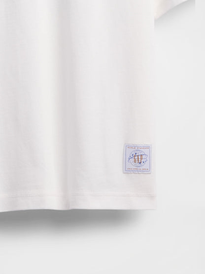 Beyaz Heavyweight Crop Grafik T-shirt