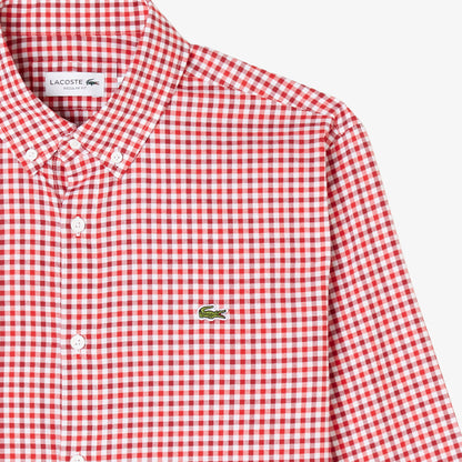 Lacoste Erkek Regular Fit Kareli Kırmızı Gömlek