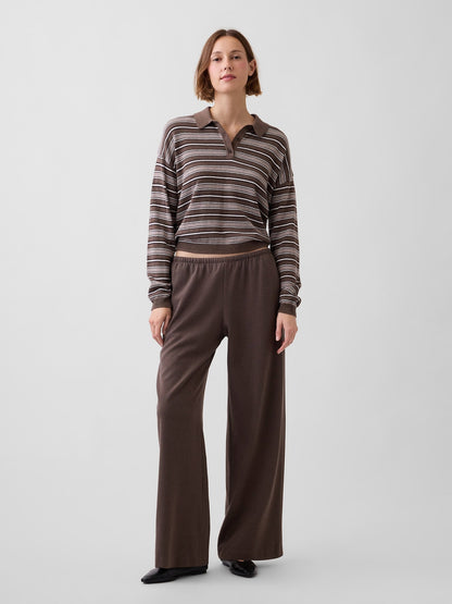 Kahverengi Brushed Twill Easy Wide-leg Pantolon