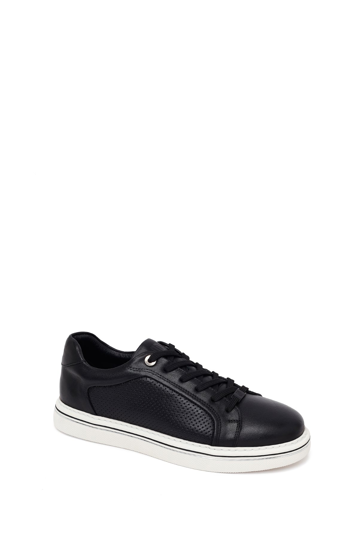 Erkek Siyah Bağcıklı Deri Sneaker