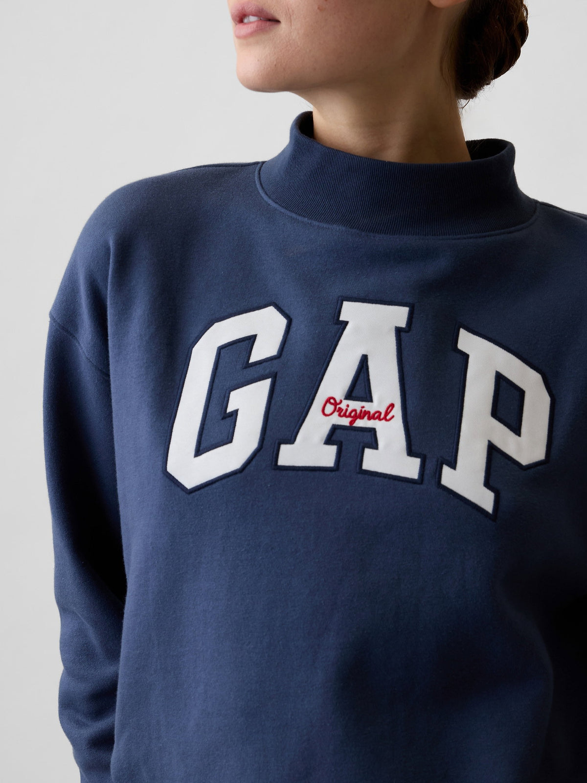 Lacivert Oversized Gap Logo Mockneck Tunik Sweatshirt