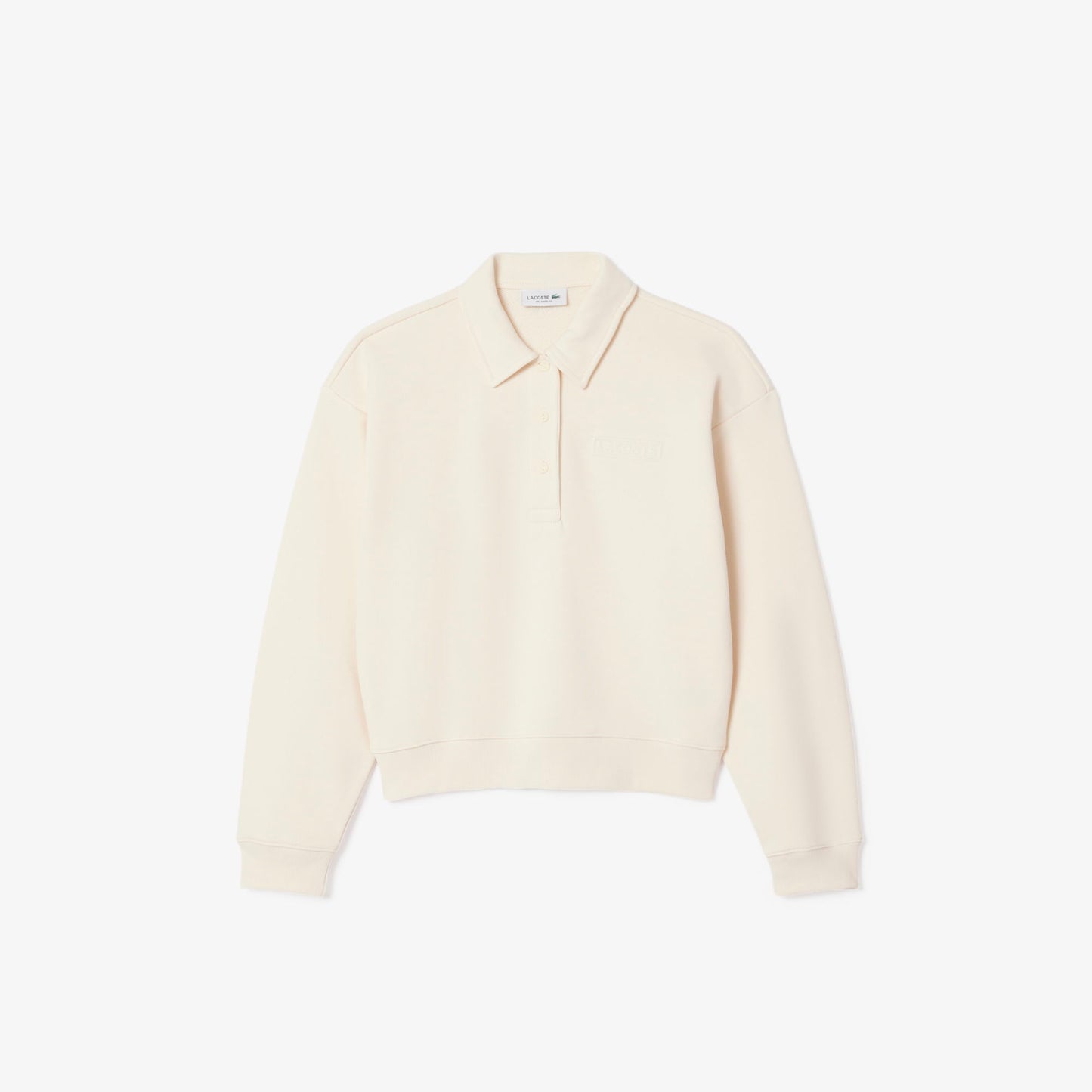 Lacoste Kadın Relaxed Fit Polo Yaka Krem Sweatshirt