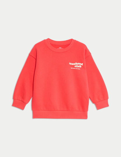Pamuk Karışımlı Sloganlı Sweatshirt (2–8 Yaş)