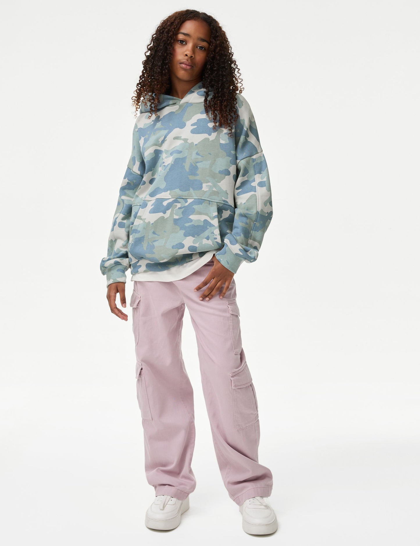 Kamuflaj Desenli Kapüşonlu Sweatshirt (6-16 Yaş)