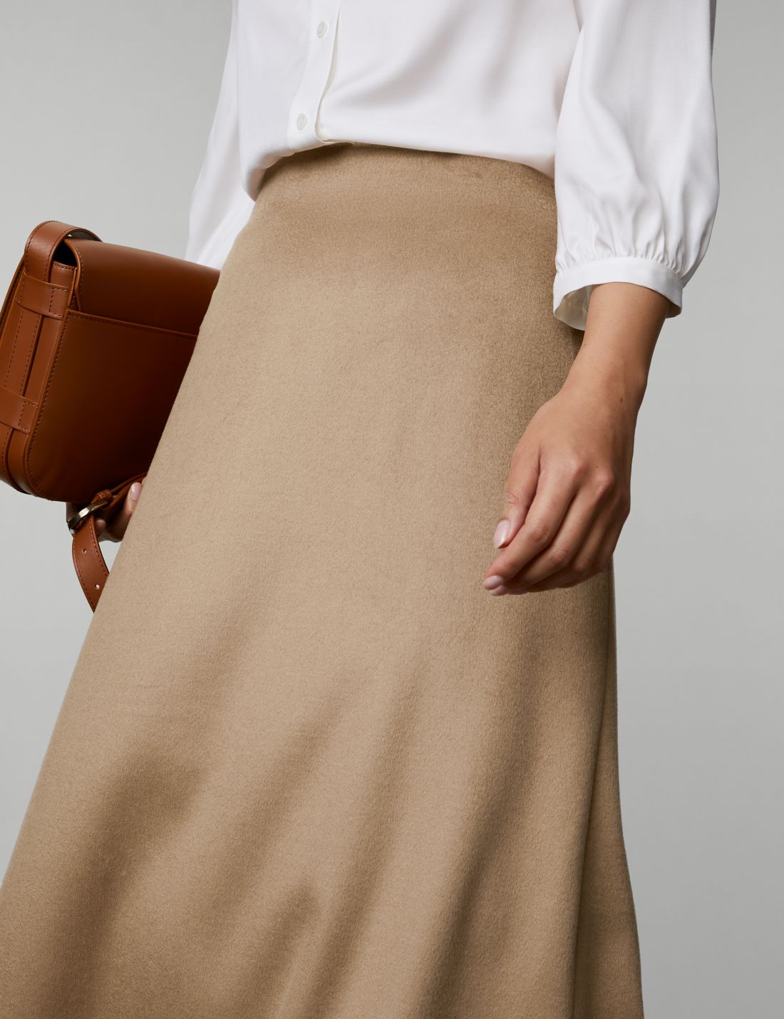 Regular Fit Midi Yün Etek