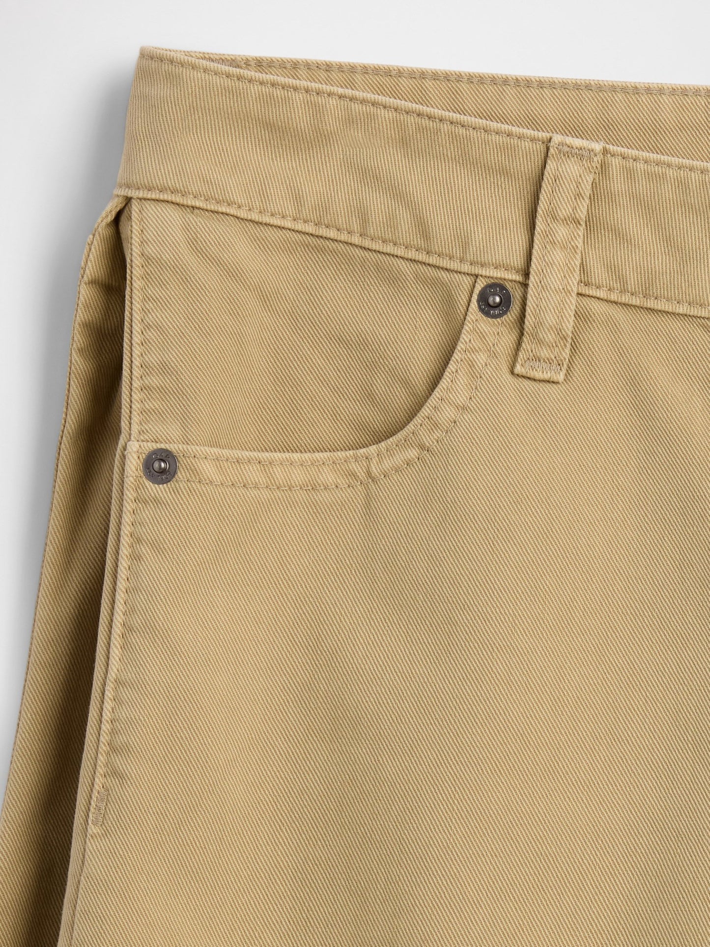 Bej Mid Rise Twill Side-pleat Şort