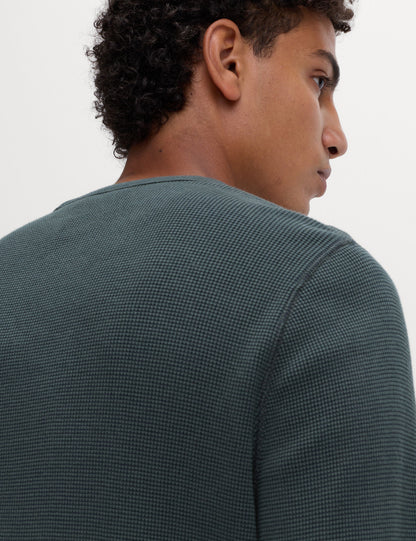 Pamuklu Waffle Dokulu Sweatshirt