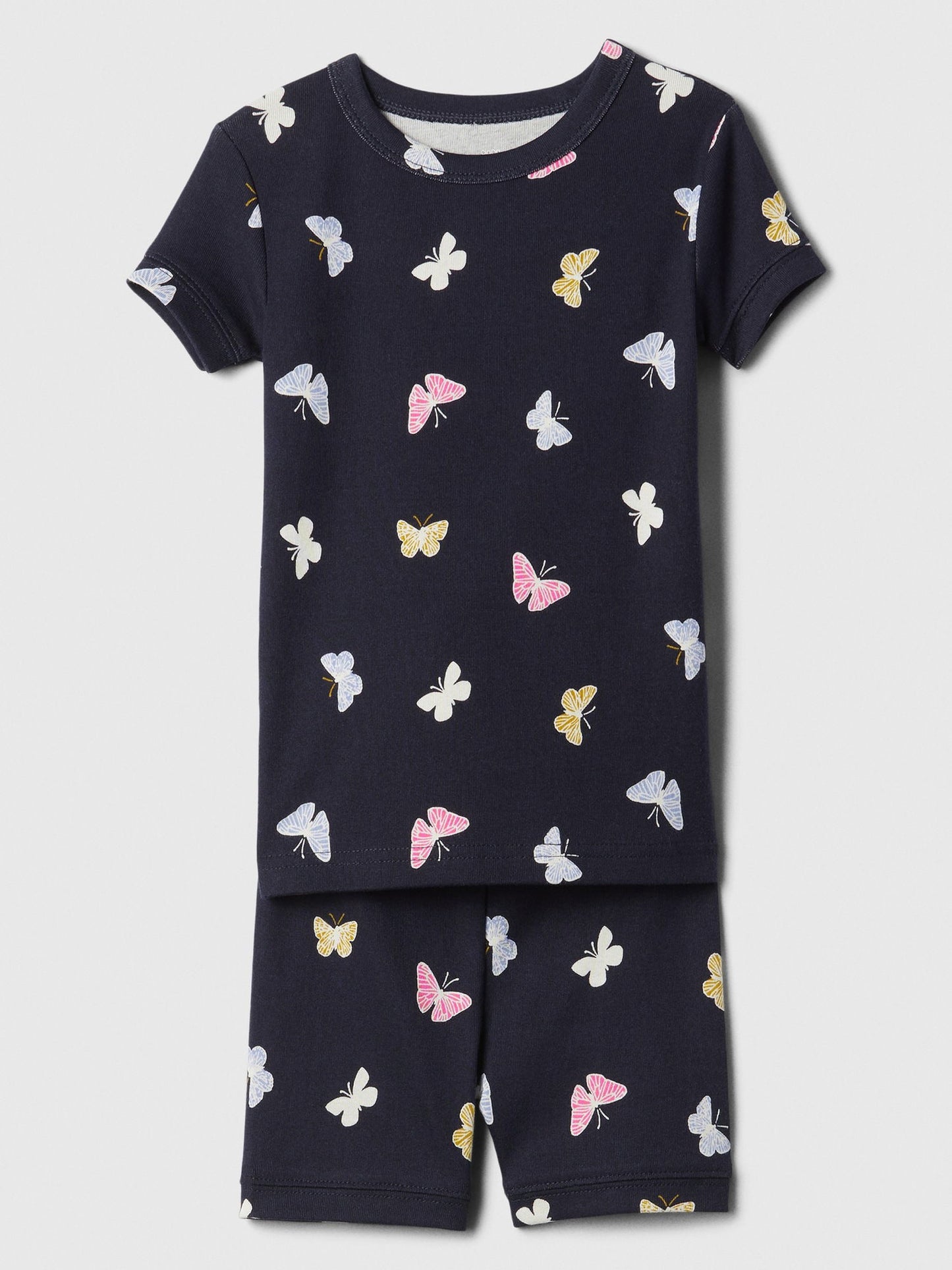 Lacivert %100 Organik Pamuk Kelebek Desenli Pijama Takımı