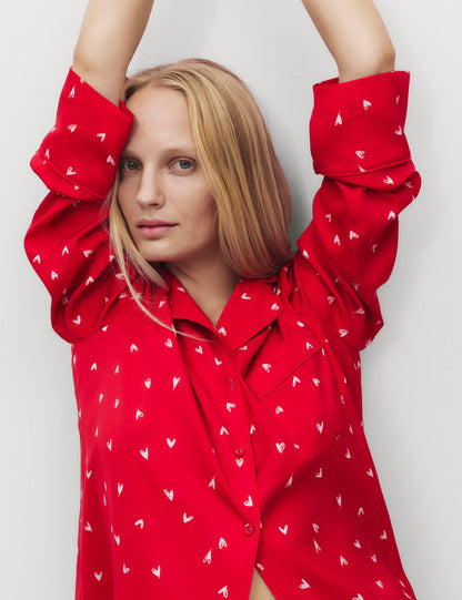 Dream Satin Kalp Desenli Pijama Takımı