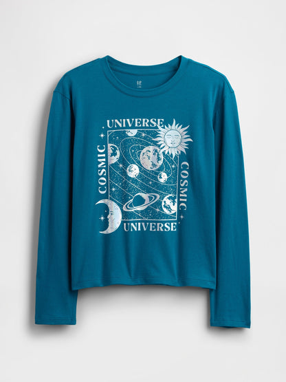 Koyu Mavi Relaxed Grafik T-shirt