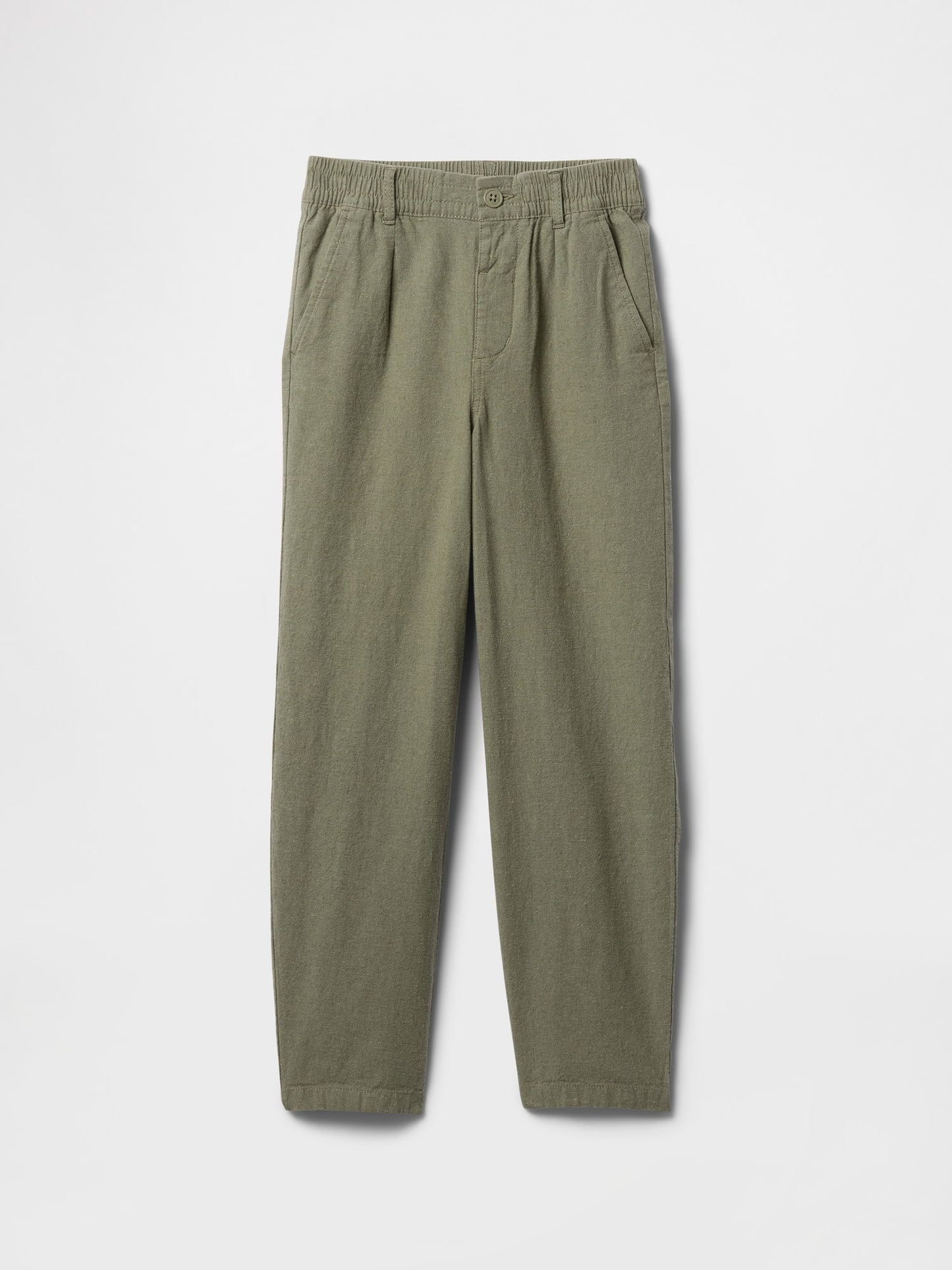 Haki Keten Karışımlı Pantolon
