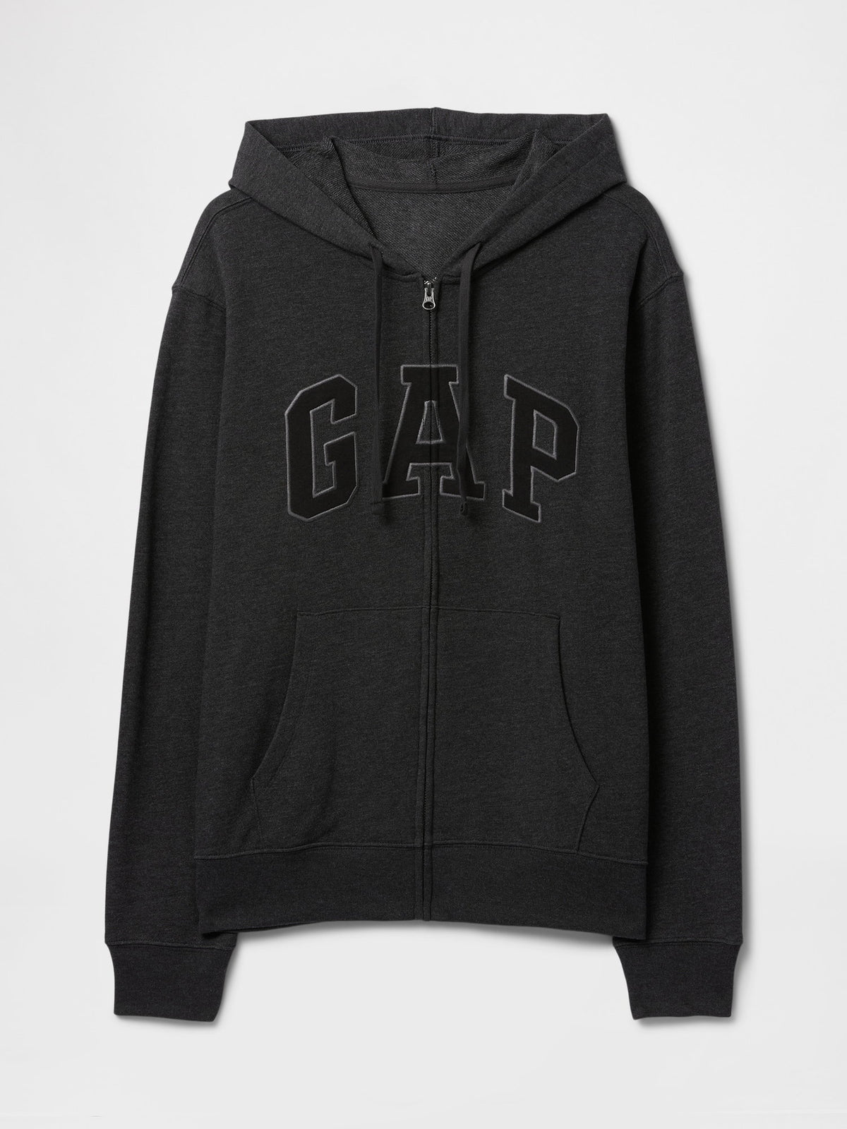 Gri Gap Logo Fermuarlı Fransız Havlu Kumaş Sweatshirt