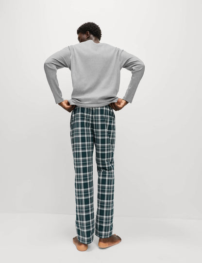Saf Pamuklu Kareli Pijama Takımı