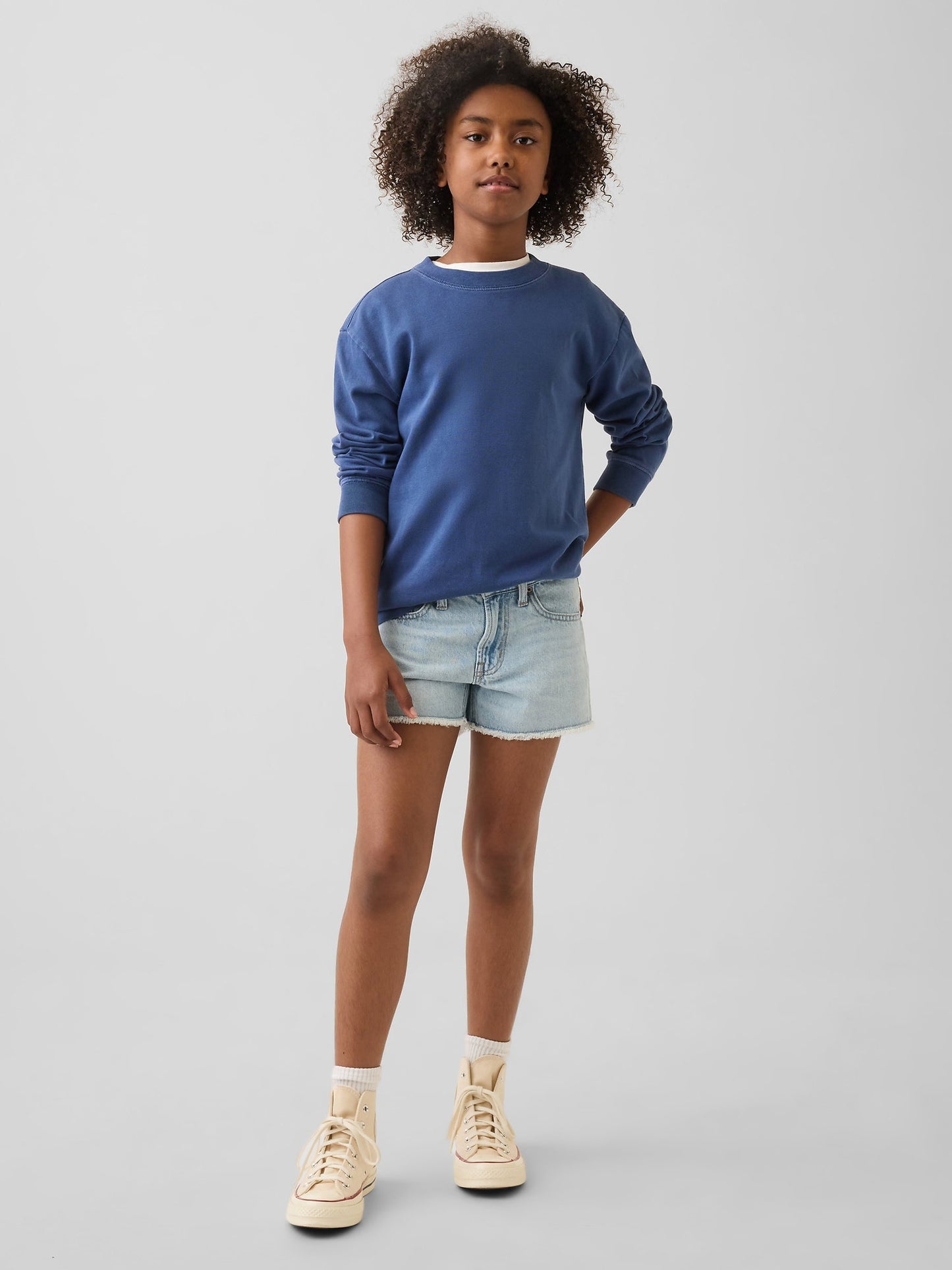 Açık Mavi Low Rise Stride Denim Şort