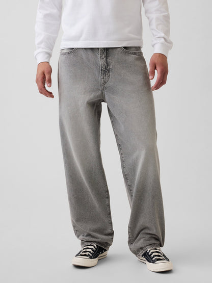 Gri Baggy Jean Pantolon