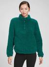 Yeşil Sherpa Yarım Fermuarlı Sweatshirt