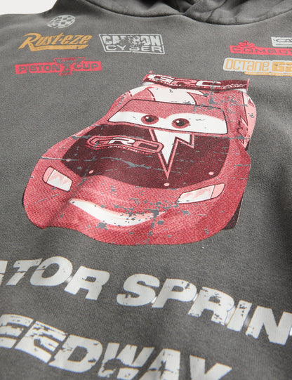 Pamuk Karışımlı Disney Cars Kapüşonlu Sweatshirt (3–7 Yaş)