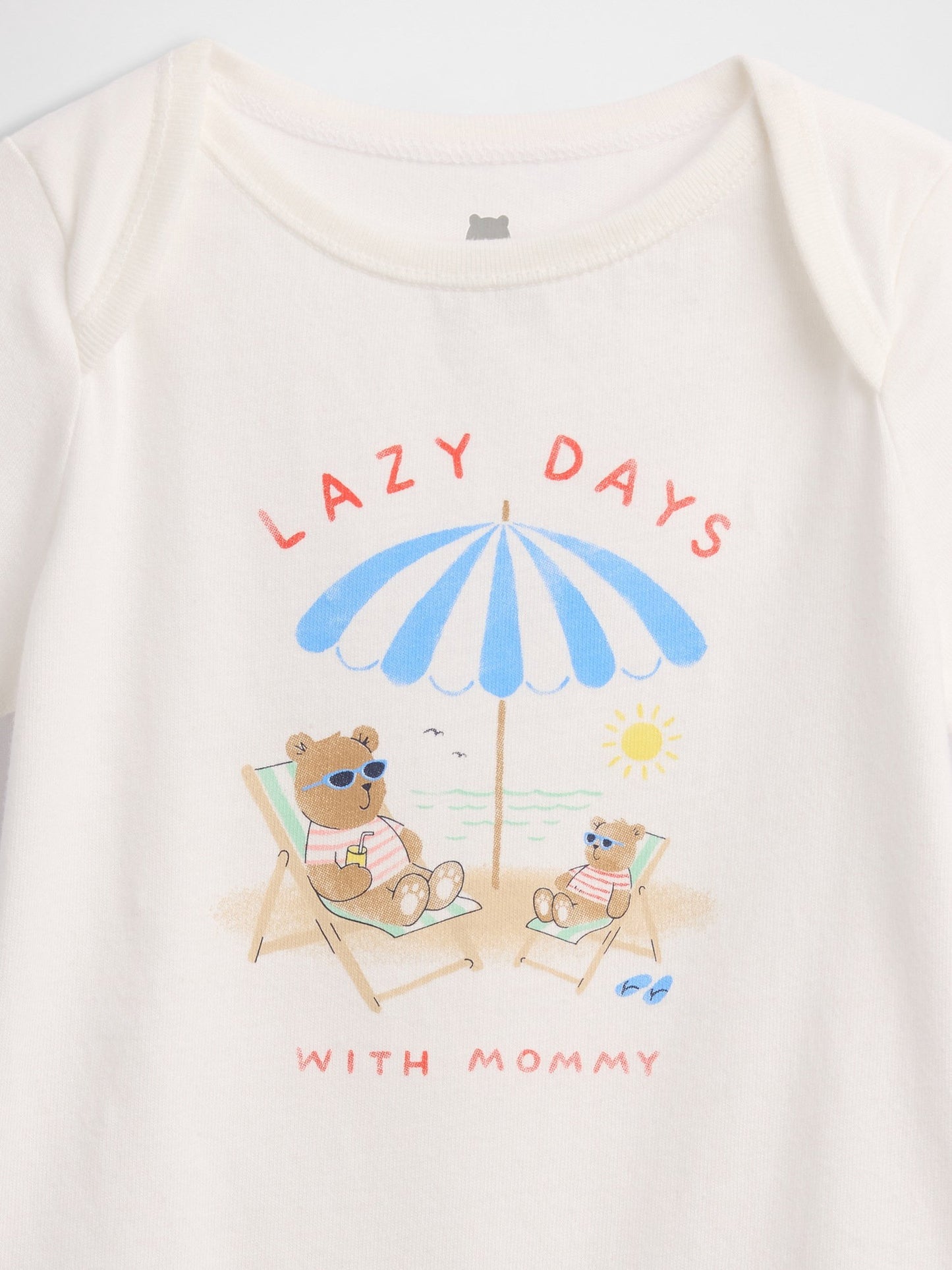Beyaz First Favorites Organik Pamuk Grafik Baskılı Bodysuit