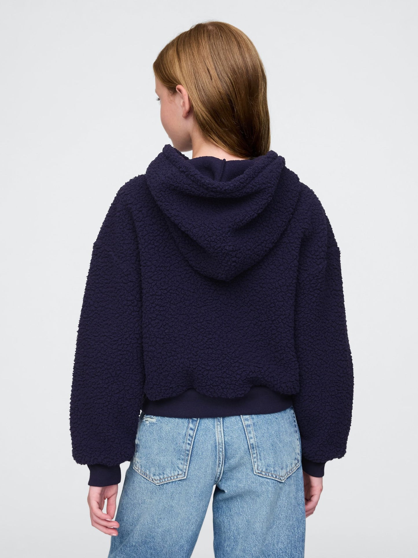 Lacivert Sherpa Crop Sweatshirt