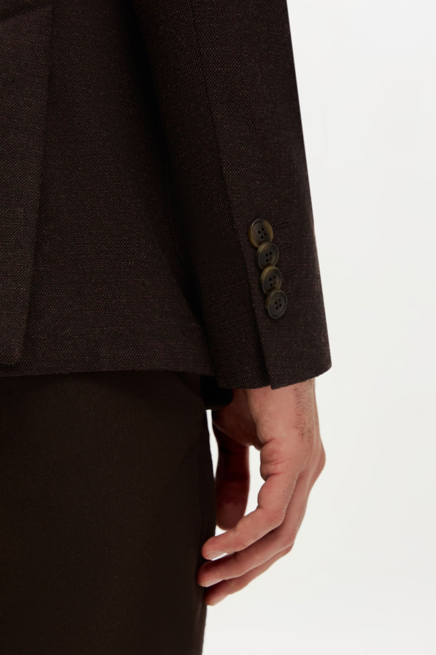 Tween Slim Fit Kahverengi Diyogonal Kumaş Ceket