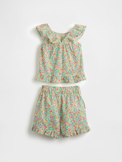 Çok Renkli Poplin Fırfırlı Outfit Set