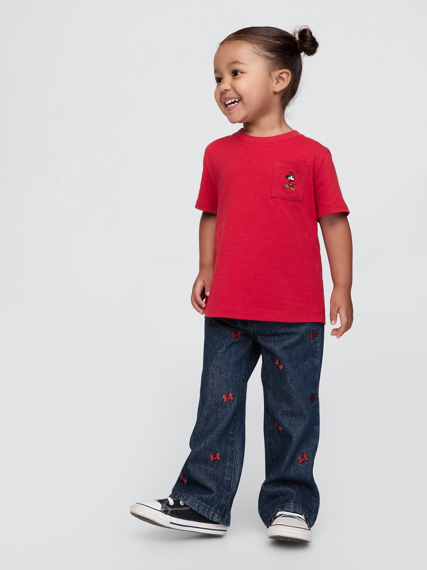 Lacivert Gap × Disney Minnie Mouse Işlemeli Stride Jean Pantolon