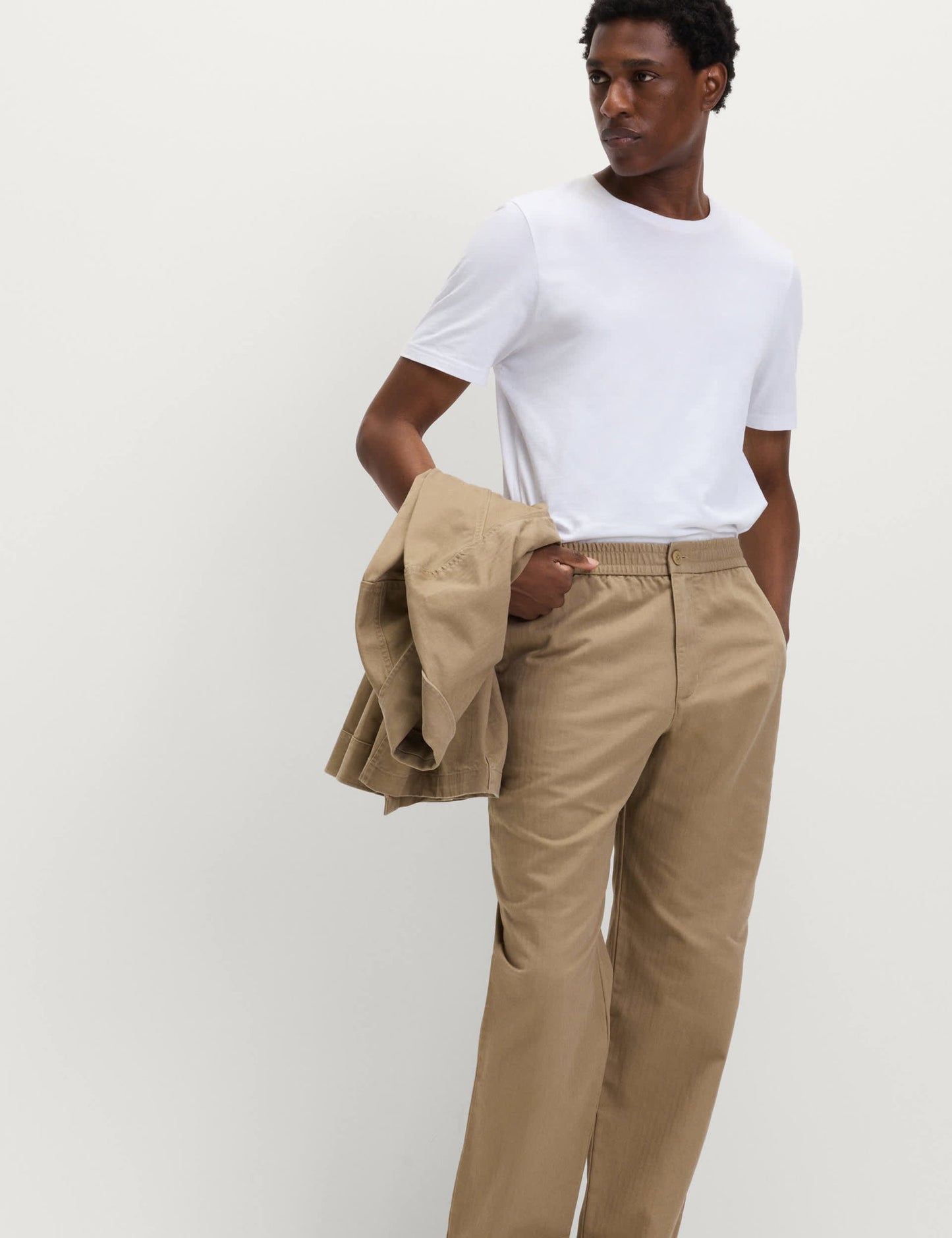 Pure Cotton Herringbone Pantolon