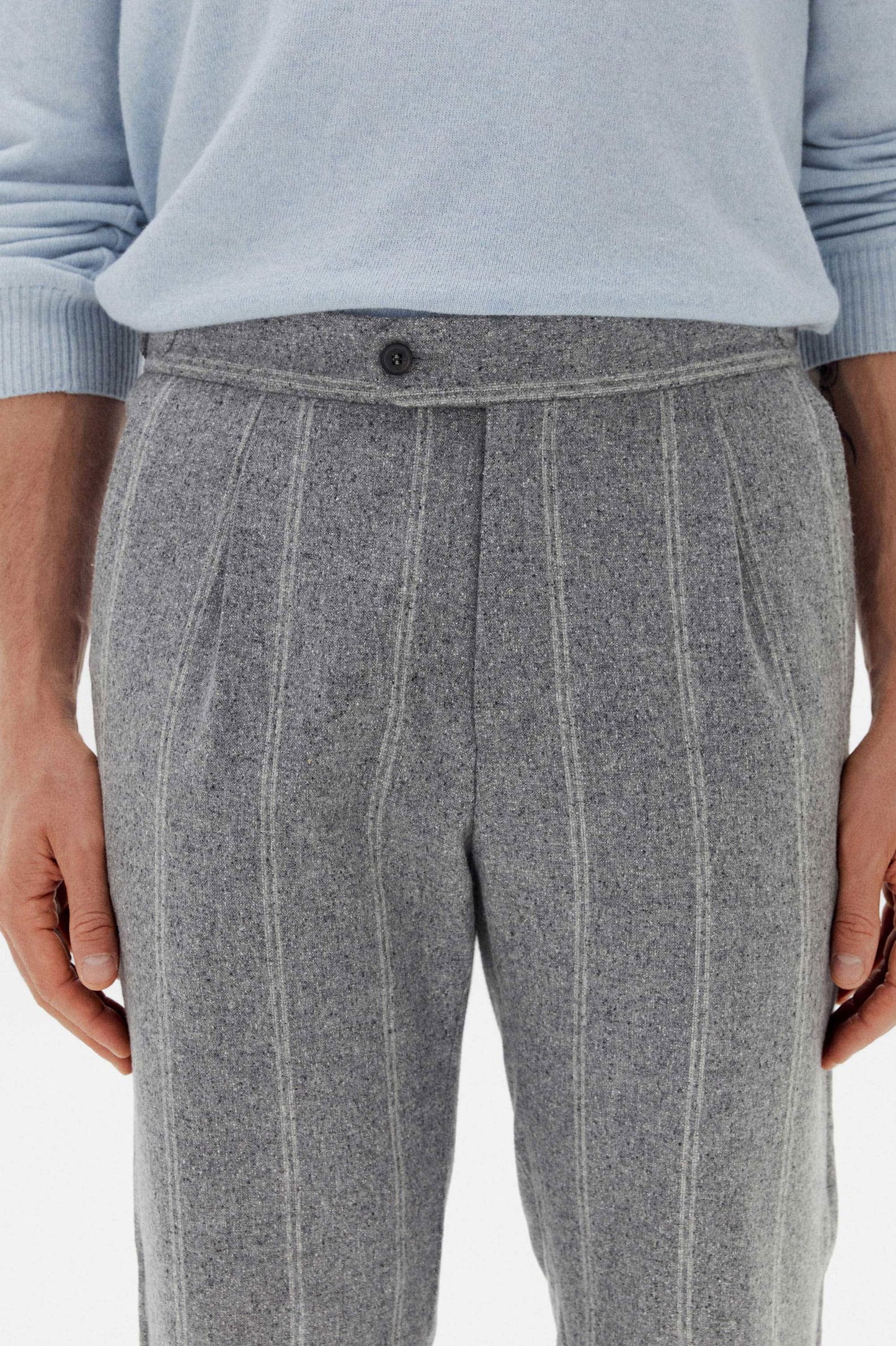 Damat Regular Fit Gri Çizgili Ipek-yün-kaşmir Karışımlı Takim Elbise