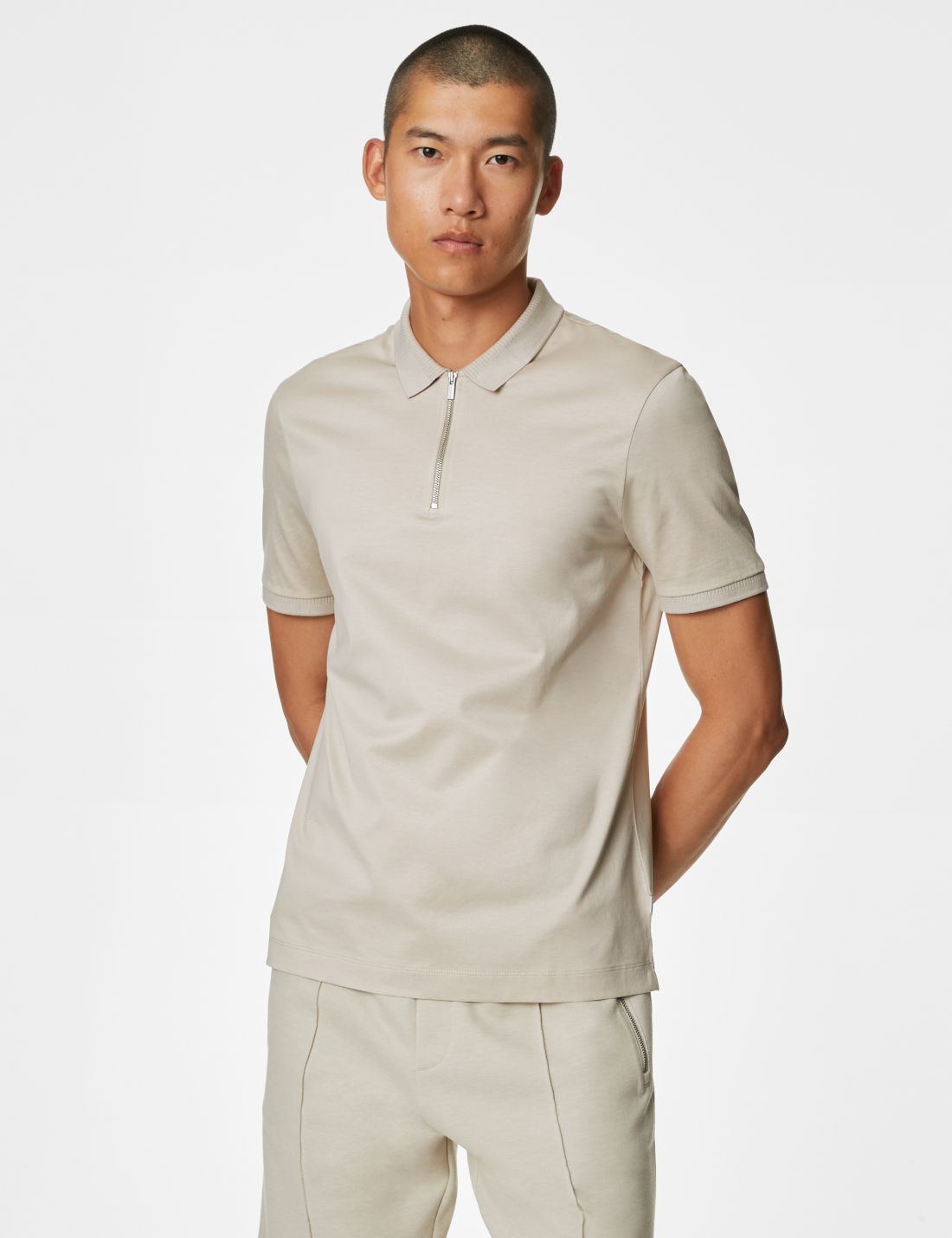 Yumuşak Dokulu Örme Polo Yaka T-shirt