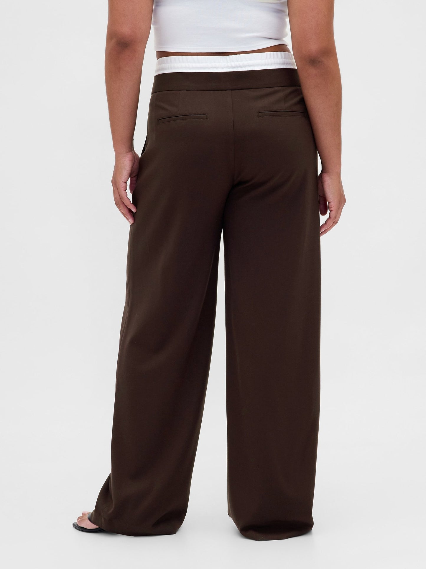 Koyu Kahverengi Mid Rise Double-waist Pantolon