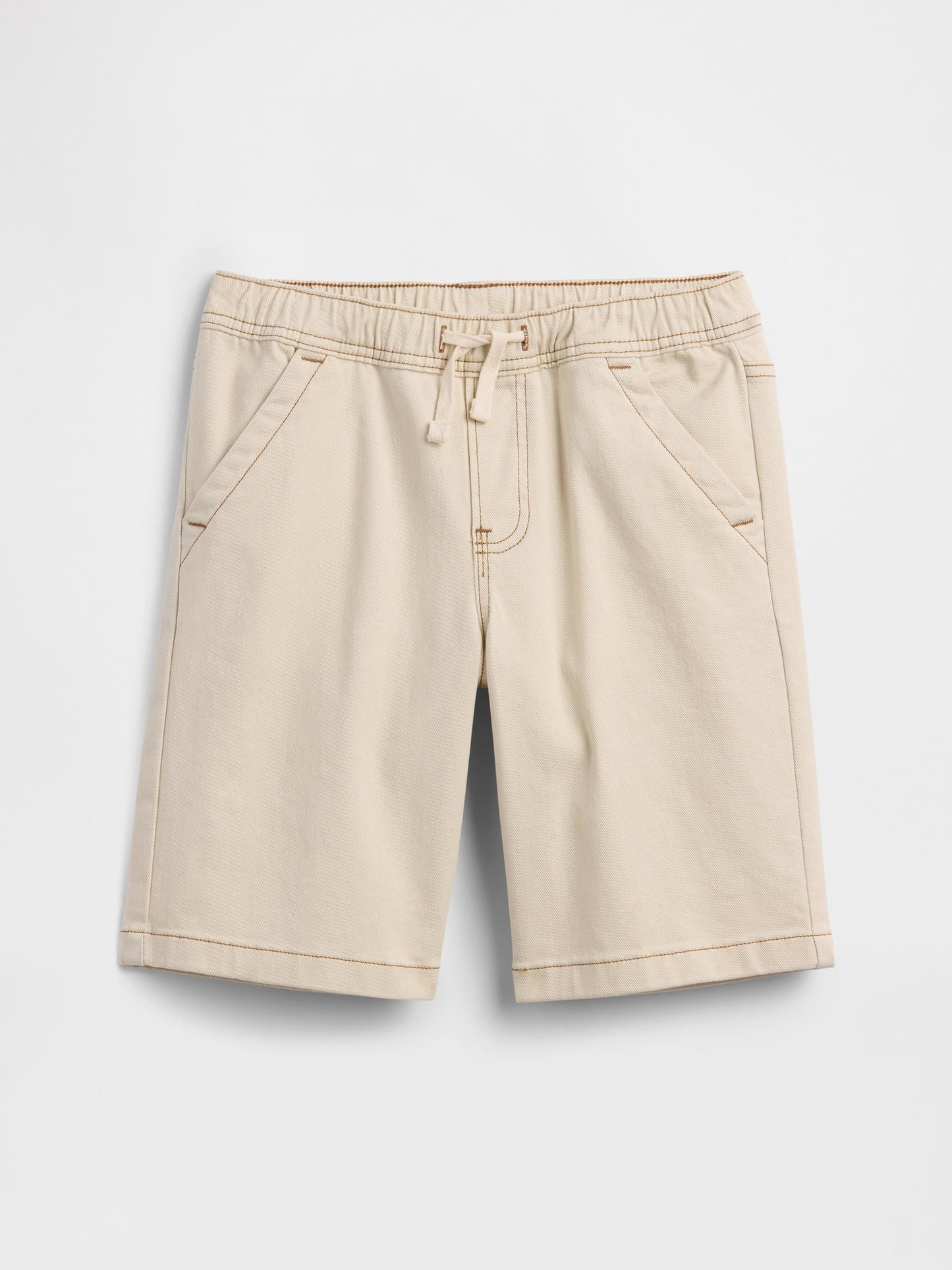 Krem Pull-on Loose Denim Şort